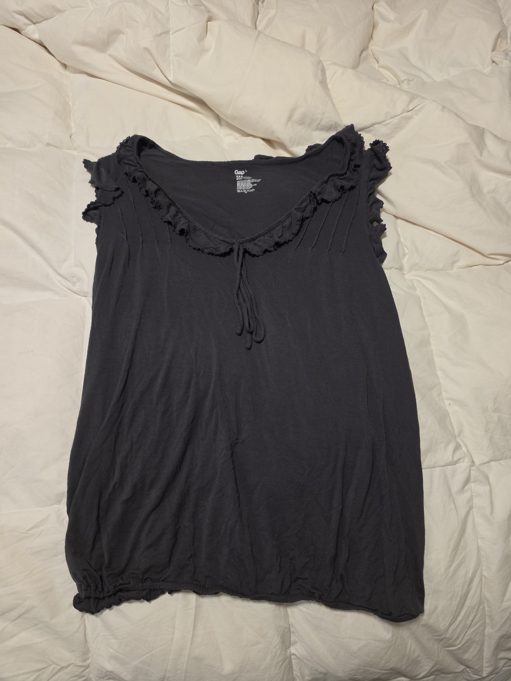 GAP Black Ruffle-Trim Tie-Front Sleeveless Tank